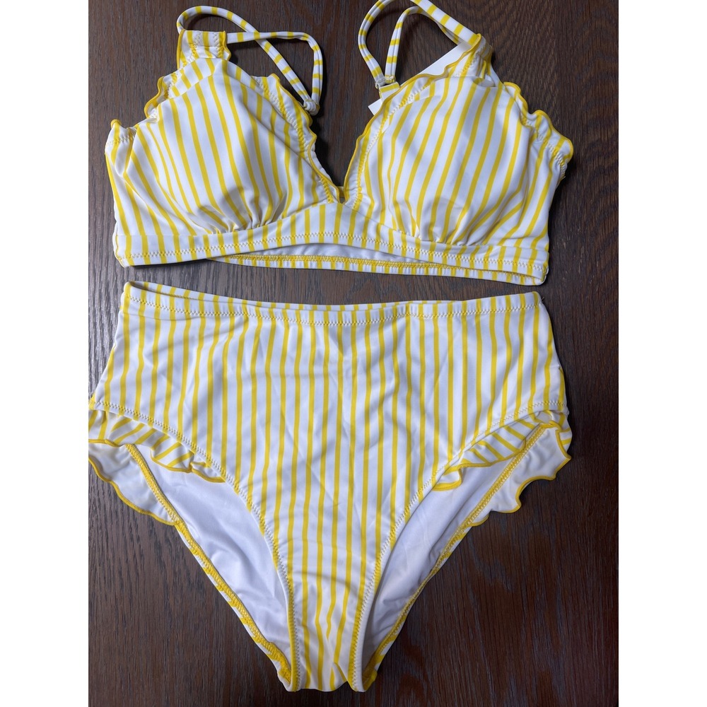 Hanna Nikole Striped Ruffle Bikini